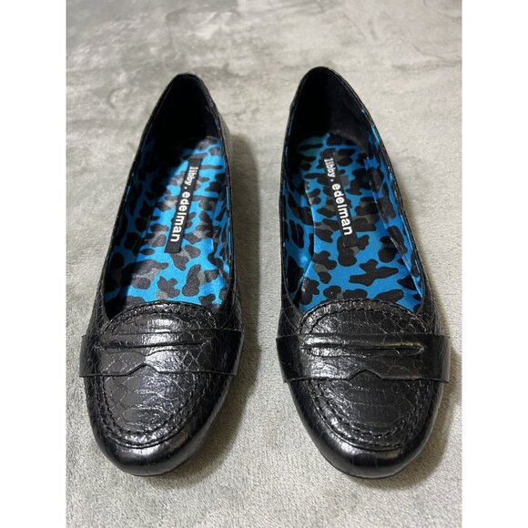 New Libby Edelman Womens Leather 10M Penny Loafers, Driving Moccasins Black - Picture 1 of 7